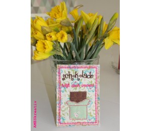 Stickdatei ITH - Postkarte Schokolade hilft immer